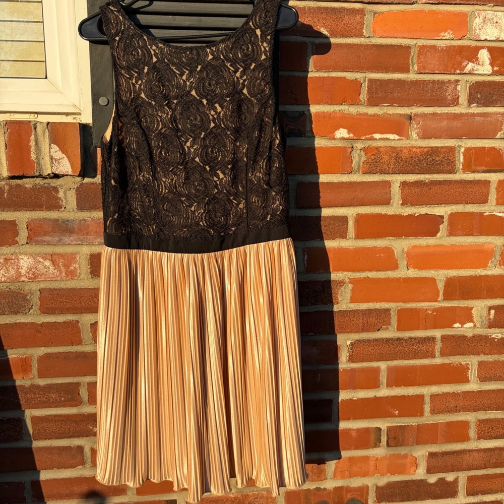 Rewind Womens Lace Bodice Pleated Skirt Champagne Cocktail Dress NKD2382EVA XL - Picture 1 of 6